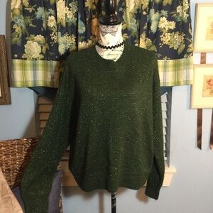 H&M metallic green long sleeve sweater